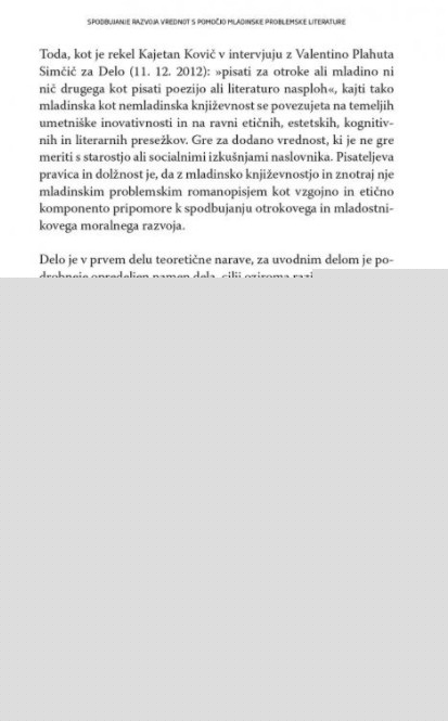 Spodbujanje razvoja vrednot s pomočjo mladinske problemske literature